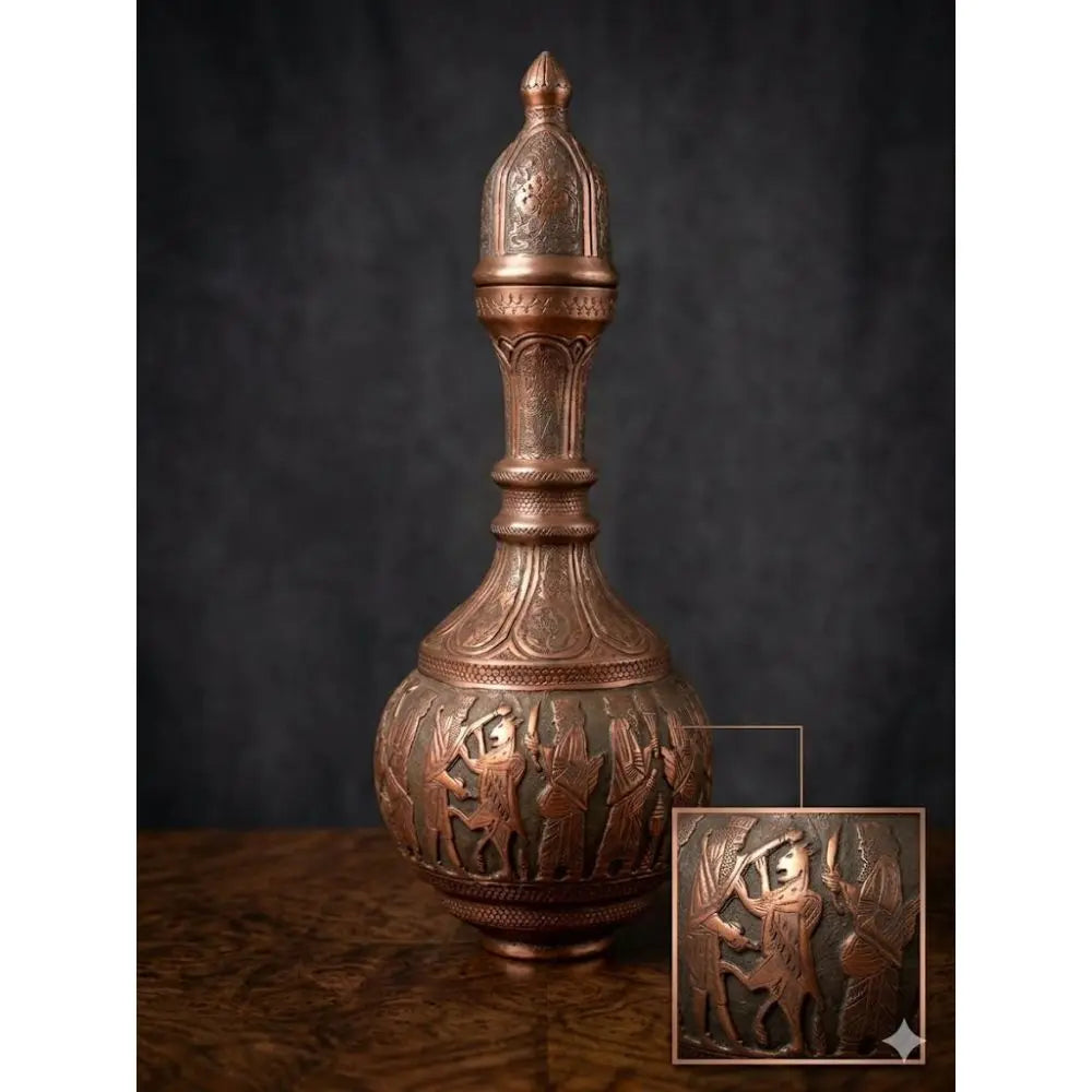 Persian Ghalam-Zani Antique Copper Chalice